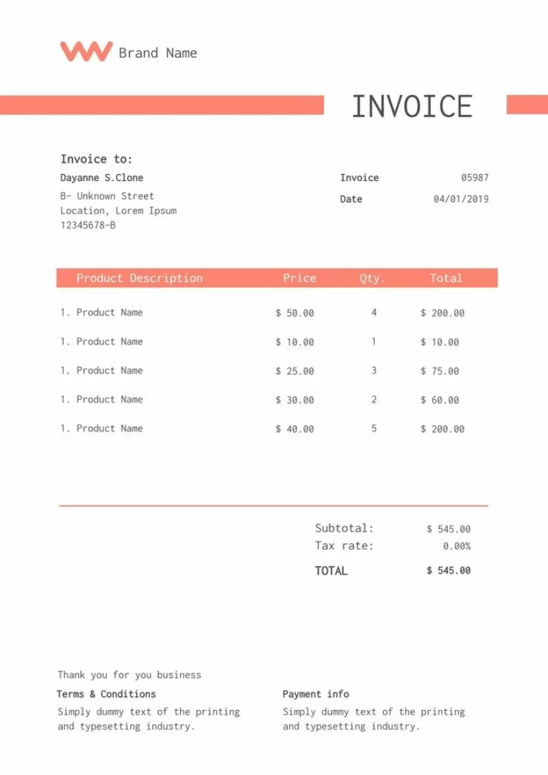 Free Invoice Templates To Edit Online