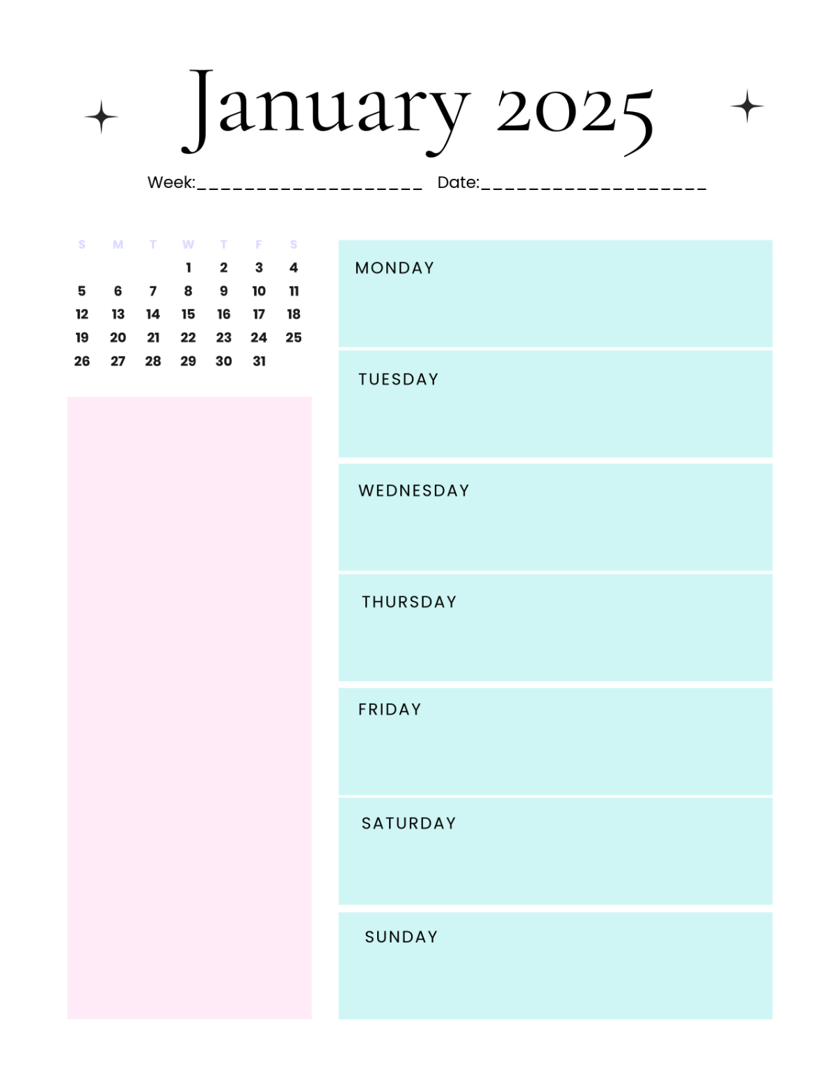 Free January 2025 Weekly Planner Template To Edit Online