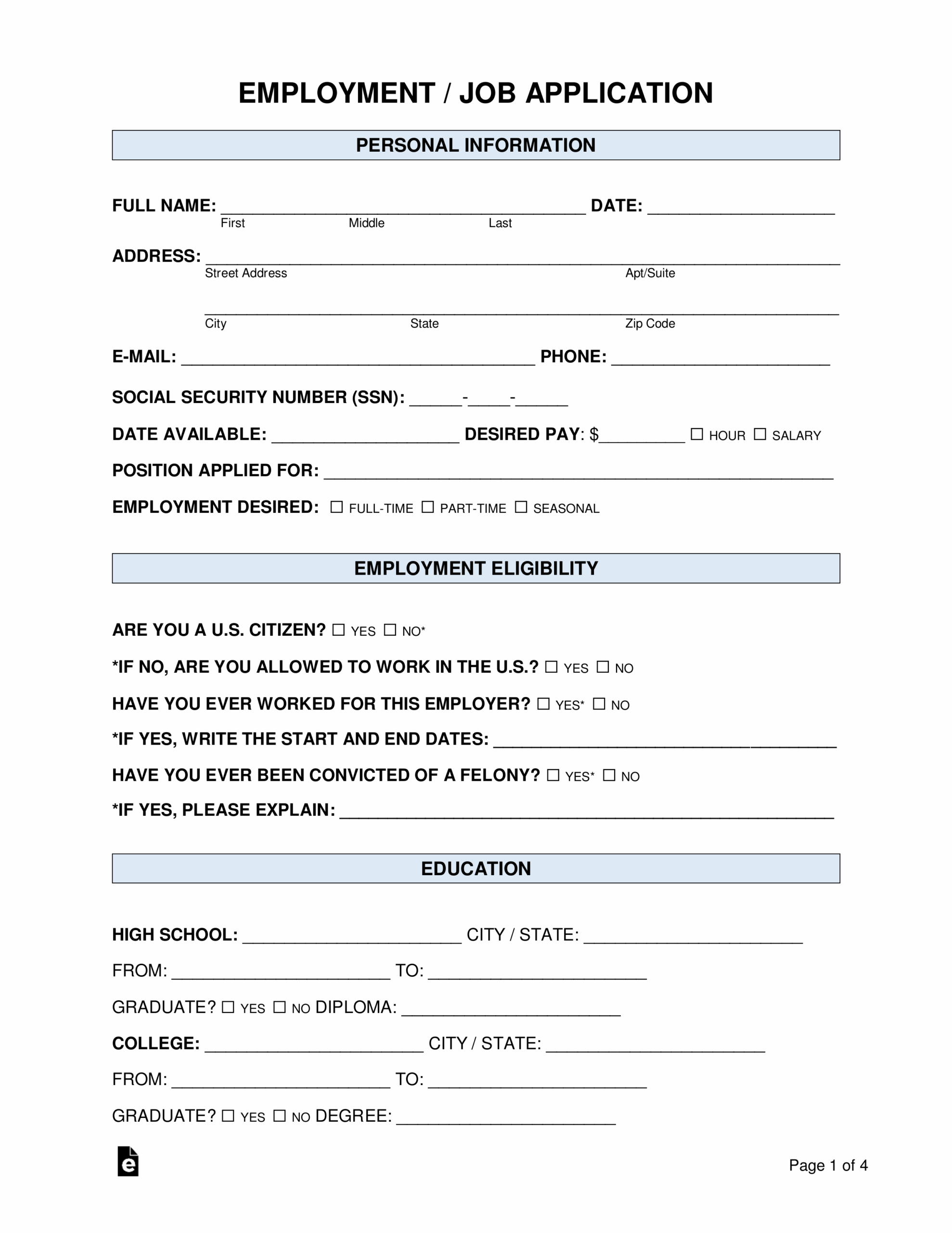 free job application forms 2 pdf word eforms