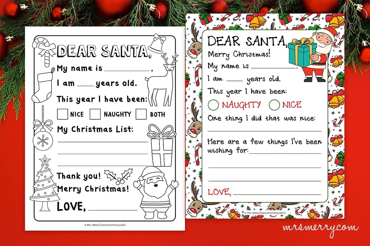 Free Letter To Santa Template Printables Mrs Merry Worksheets Library