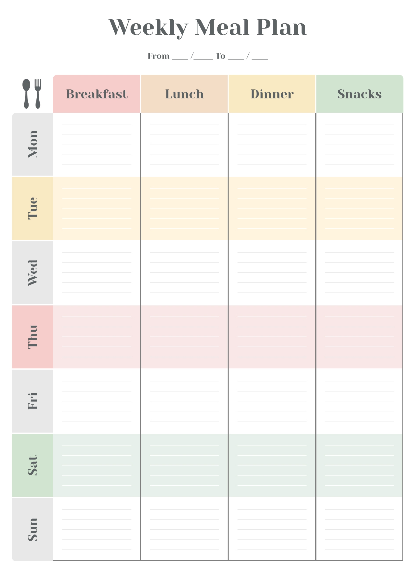 Free Meal Planner Google Docs Templates Gdoc io