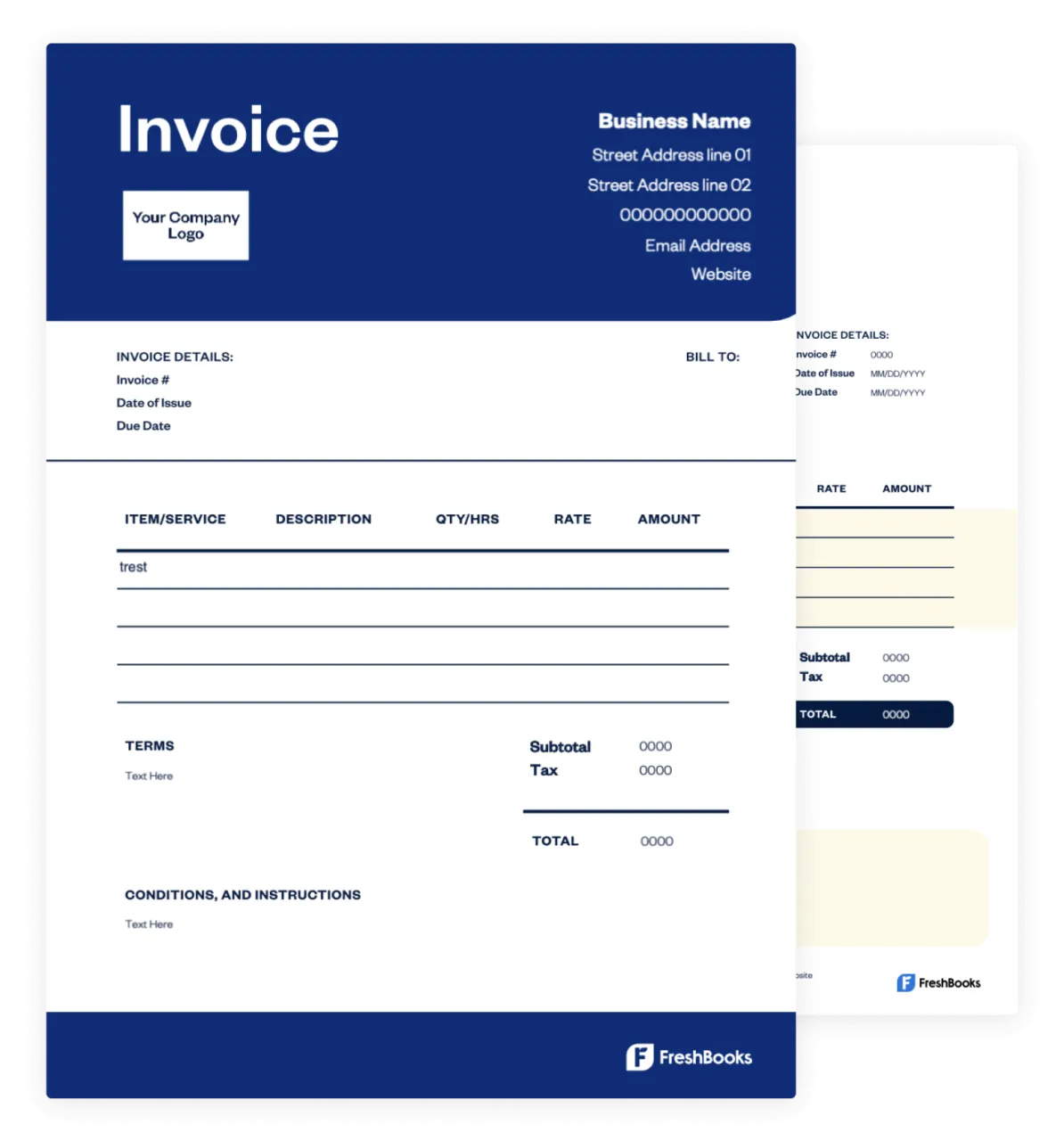 Free Microsoft Word Invoice Template 100 Customizable FreshBooks