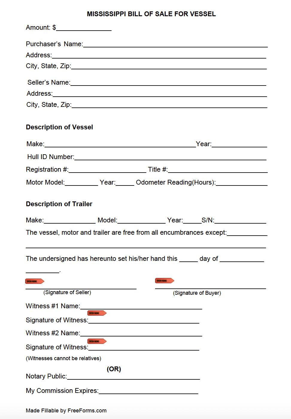 Free Printable Bill Of Sale For Boat