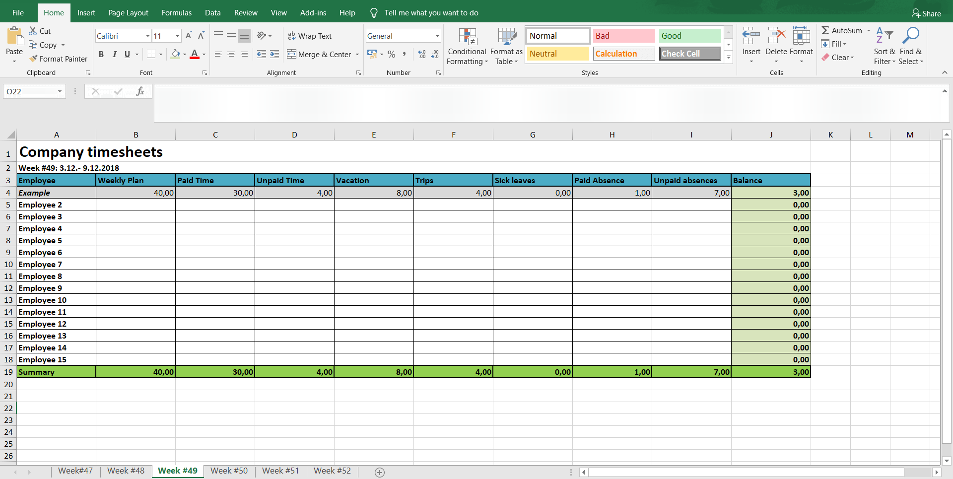 Free Monthly Weekly Timesheet Templates Spica