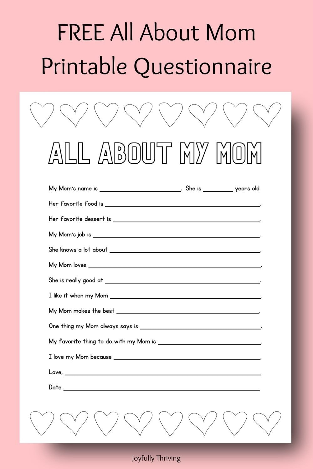 Free Mother s Day Printable Questionnaires A Special Gift Idea