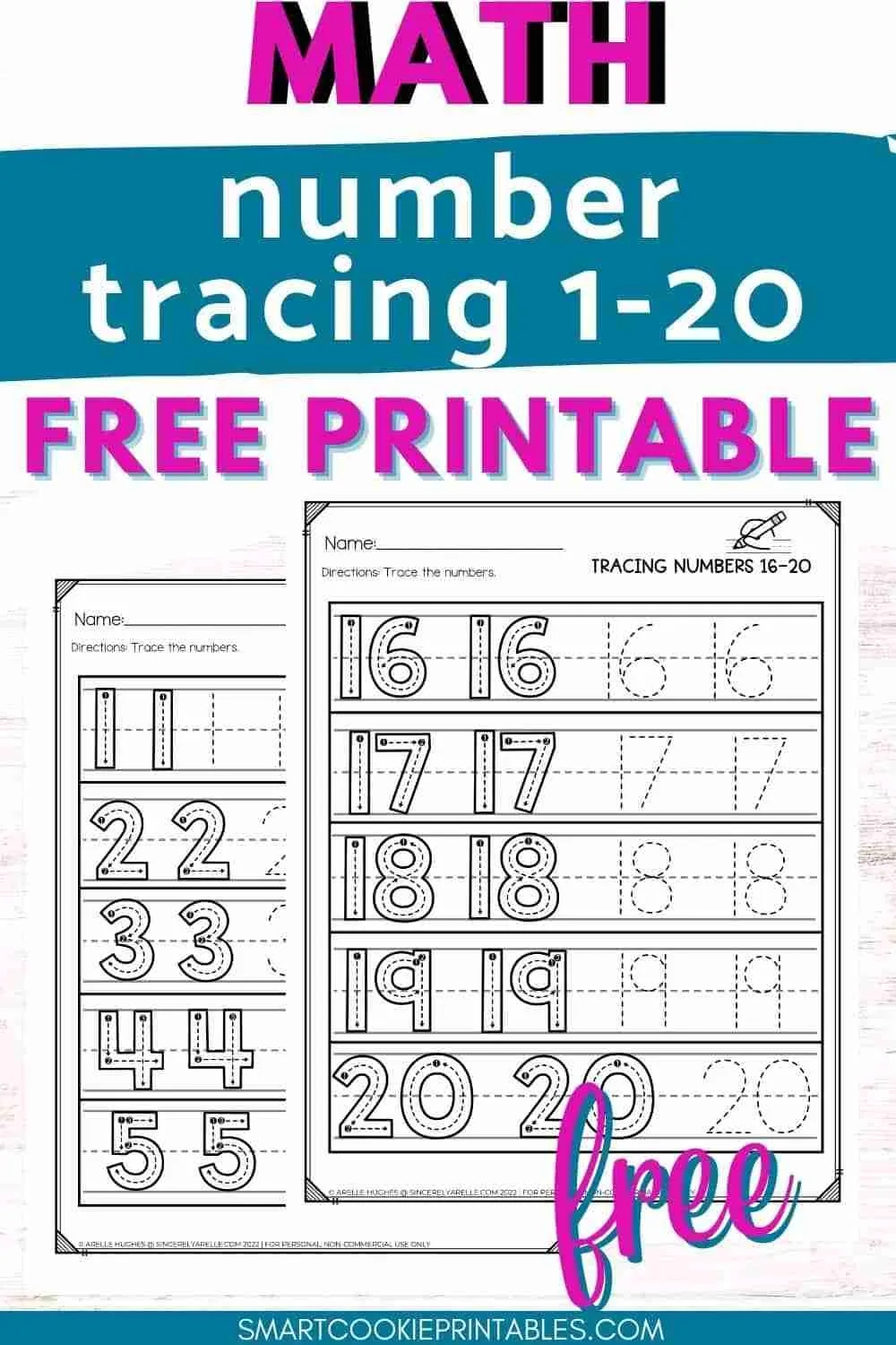 Number Tracing Worksheets Free Printable