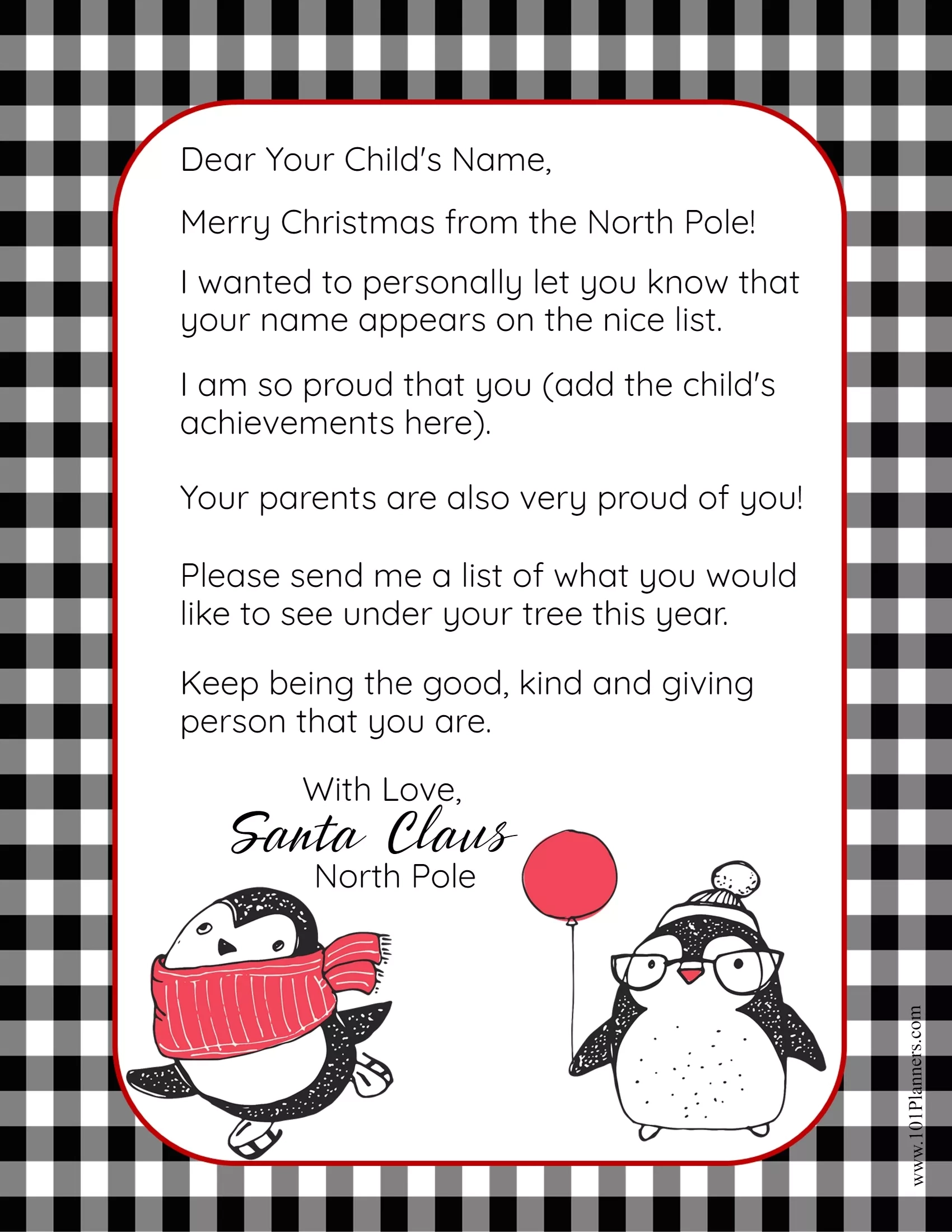 FREE Personalized Printable Letter From Santa To Your Child