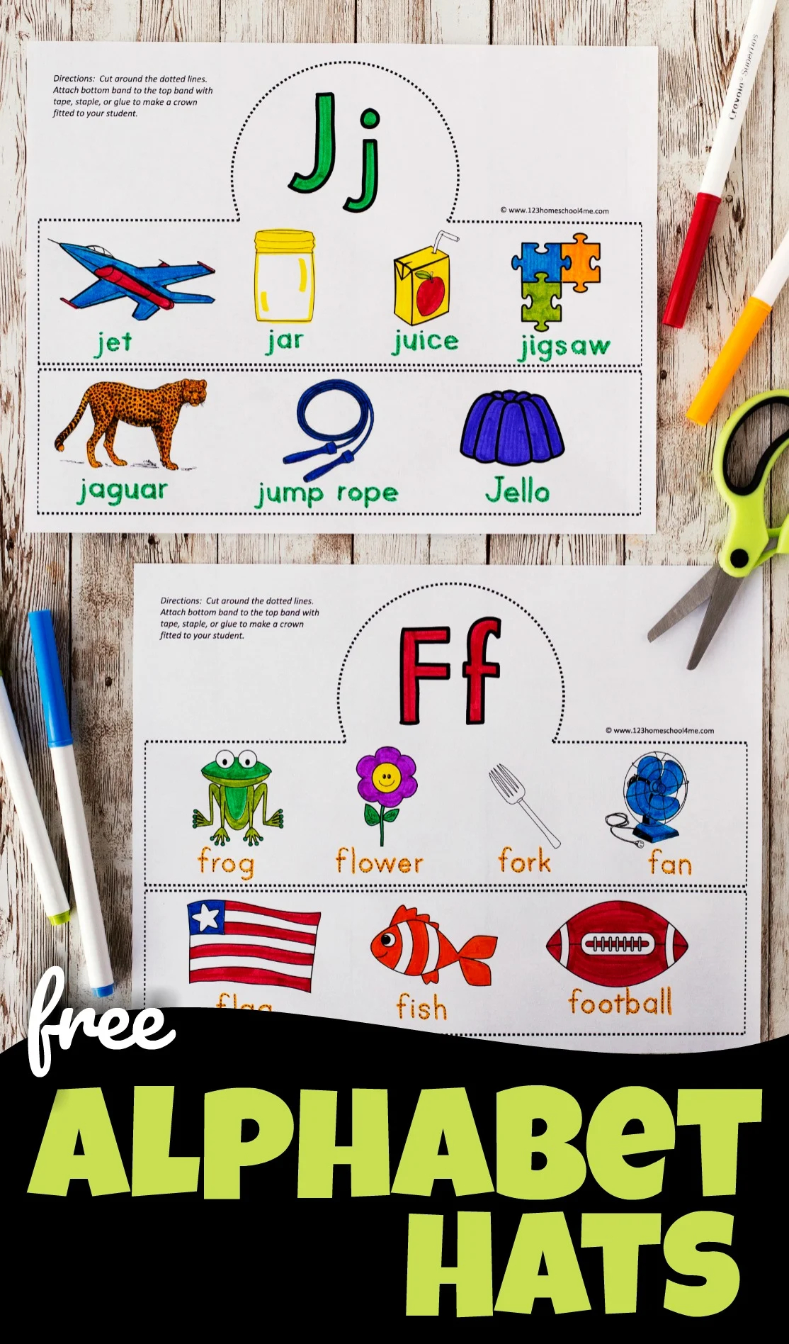 free printable alphabet hats craft for learning letters
