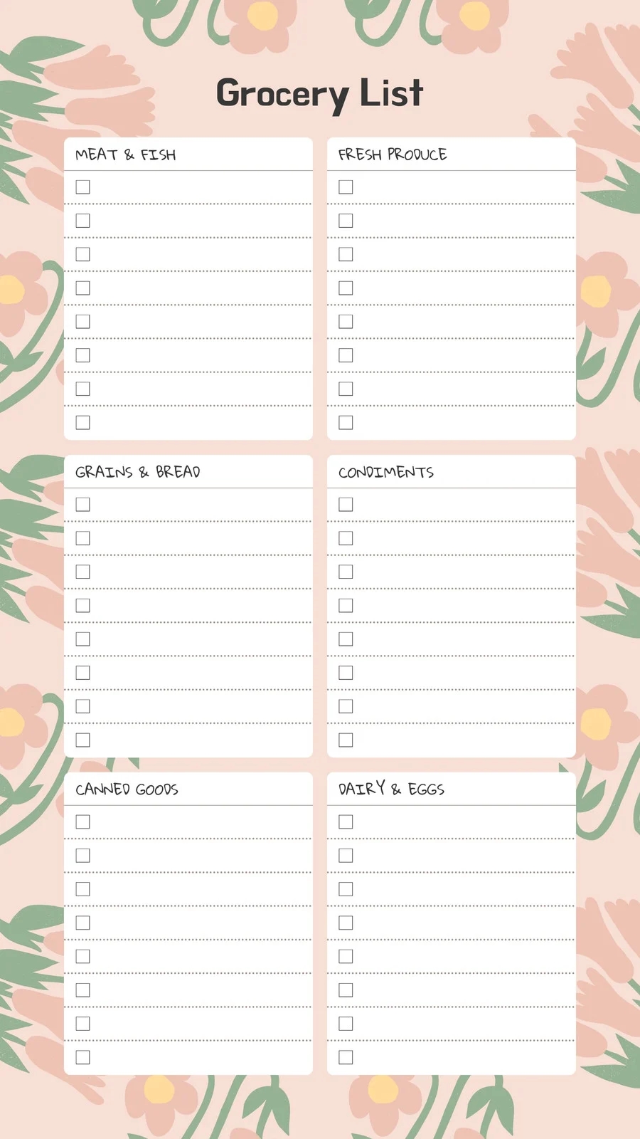 Free Printable And Customizable Grocery List Templates Canva