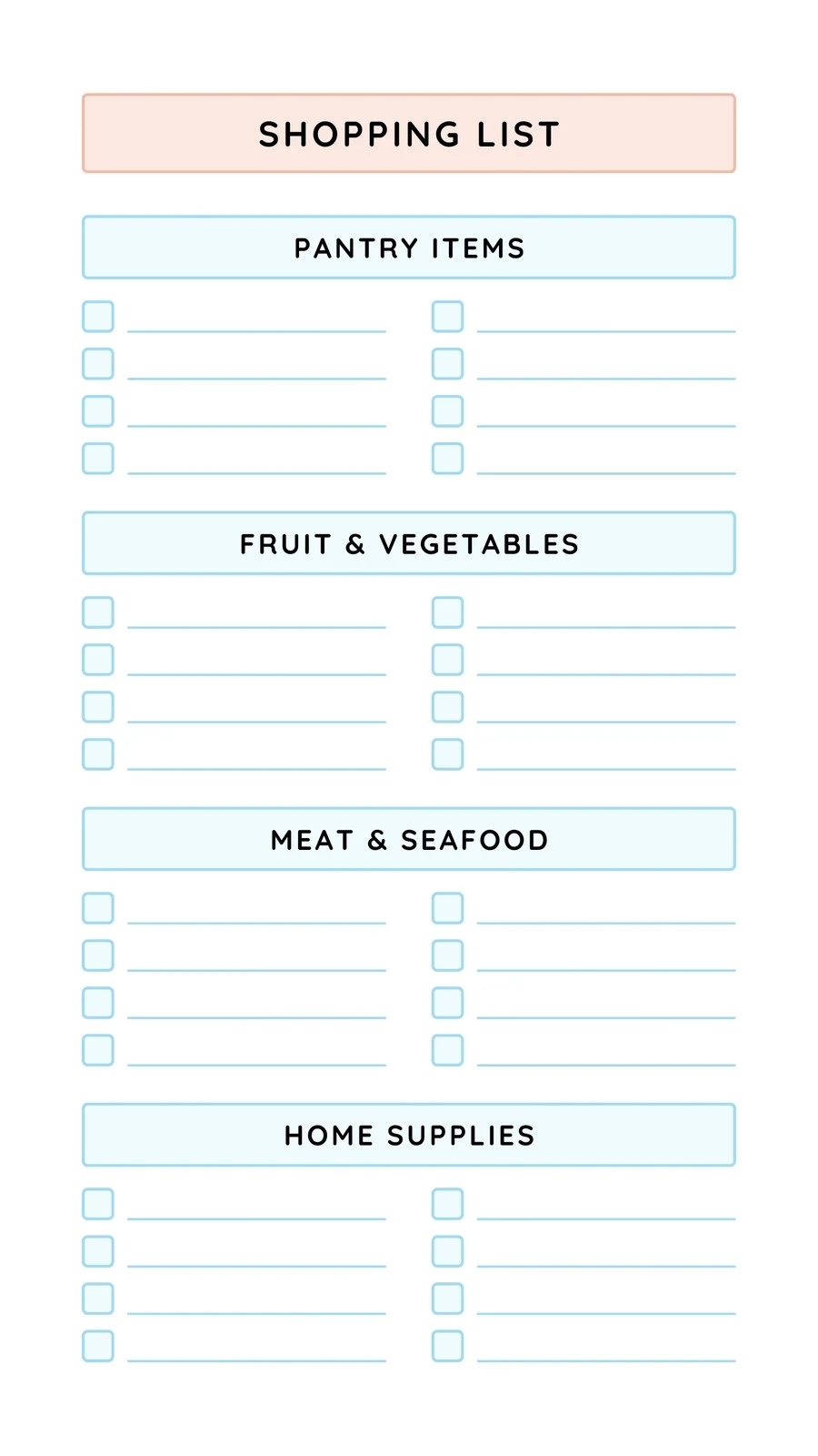 Free Printable Shopping List Template