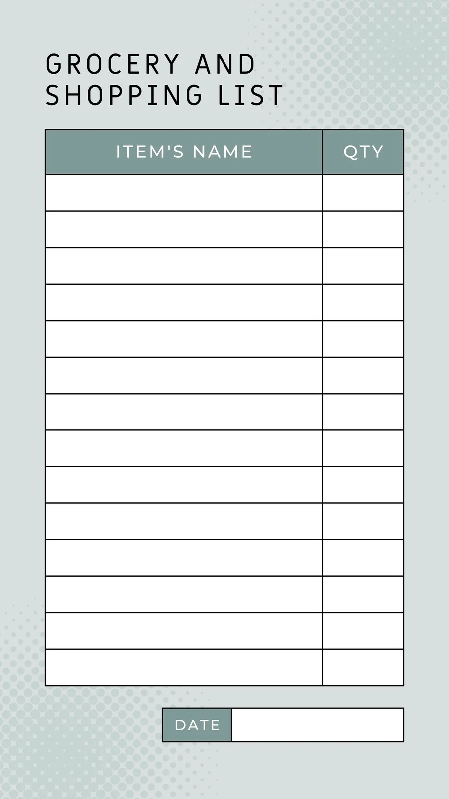 Free Printable Grocery List Editable