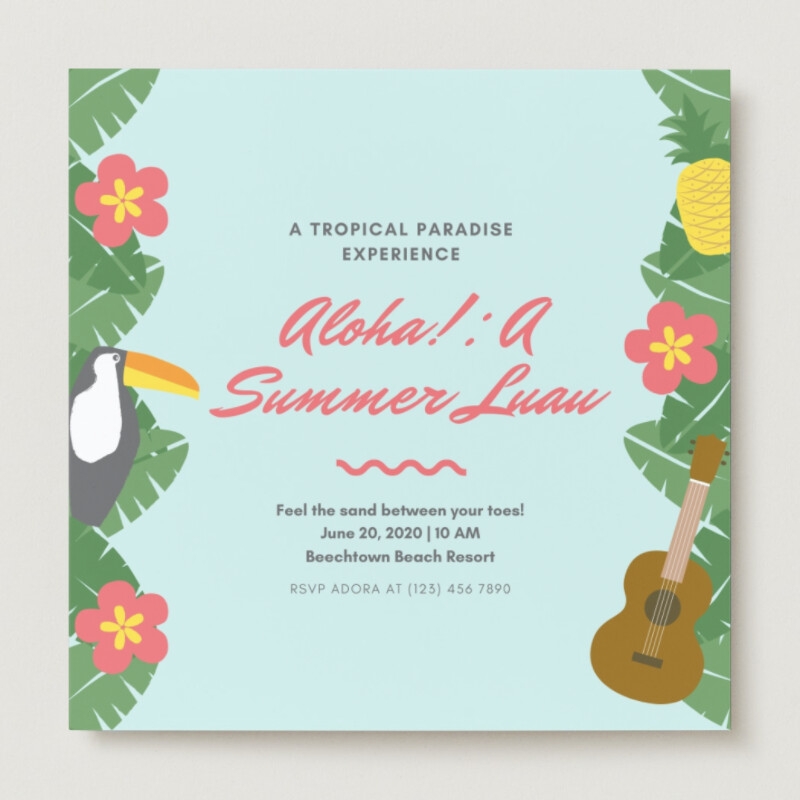 Free Printable And Customizable Luau Invitation Templates Canva Worksheets Library