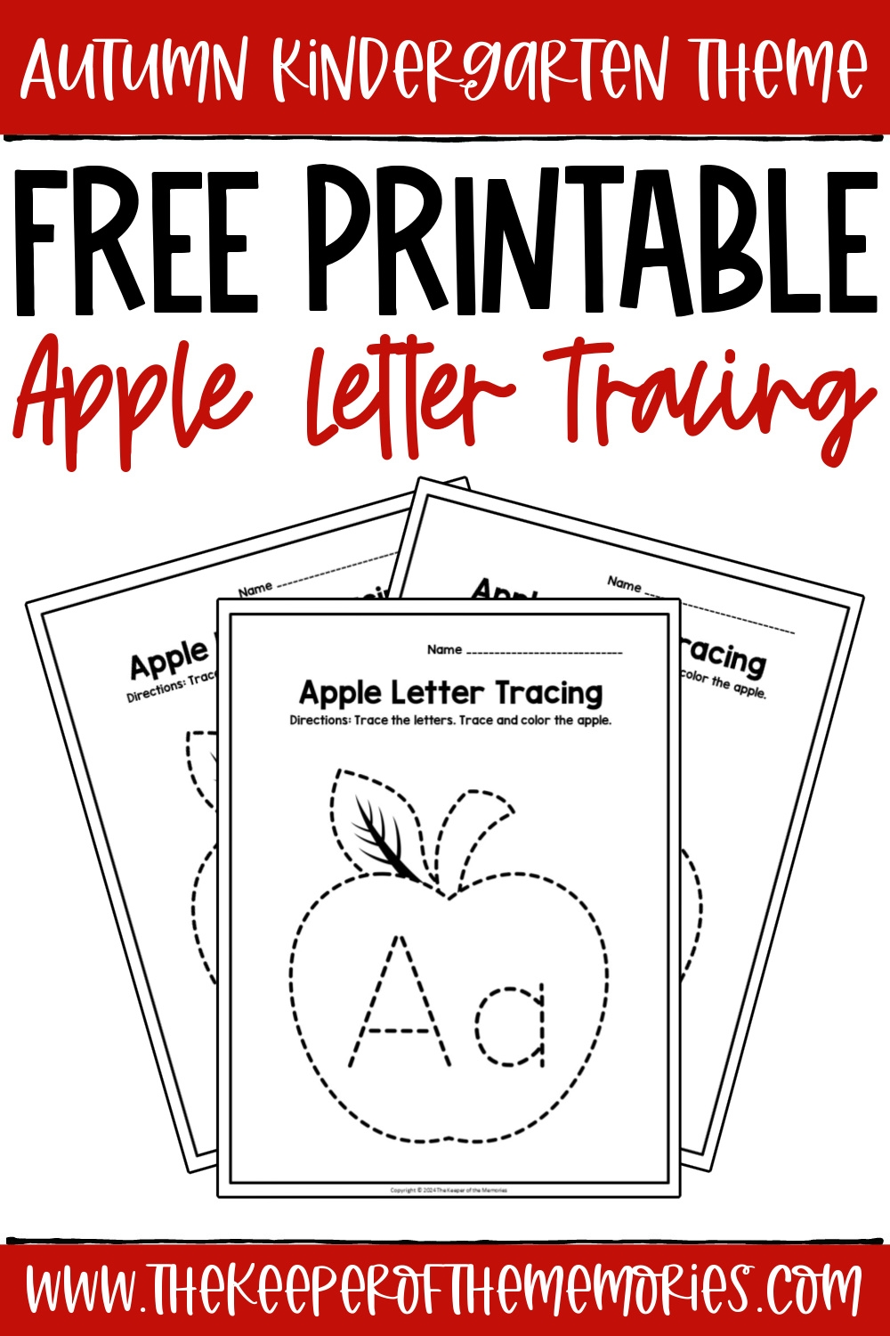 Free Printable Apple Letter Tracing Worksheets The Keeper Of The Memories