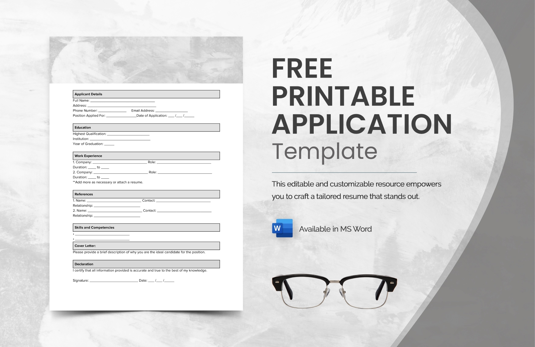 Free Printable Application Template In Word Download Template