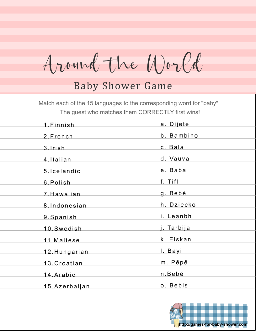 Free Printable Baby Shower Games With Answers