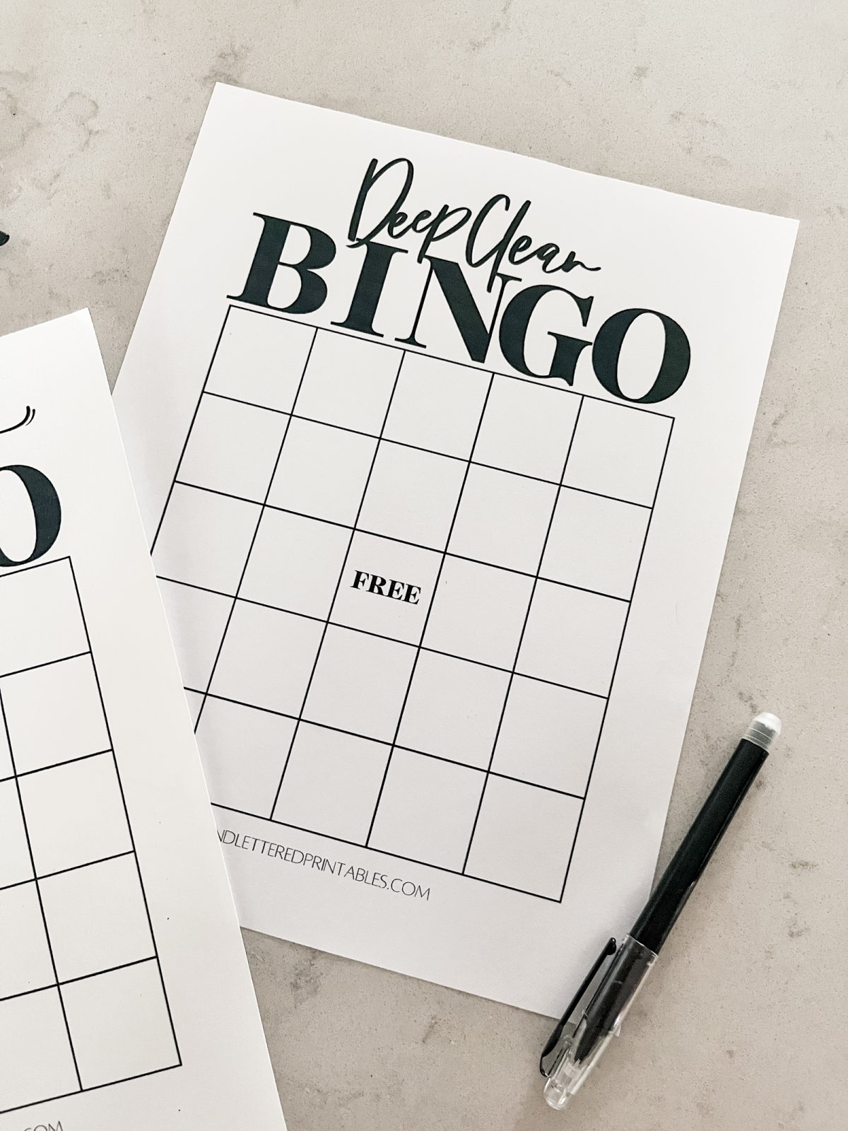 Free Printable Bingo Declutter Deep Clean Checklist made Fun Hand Lettered Printables