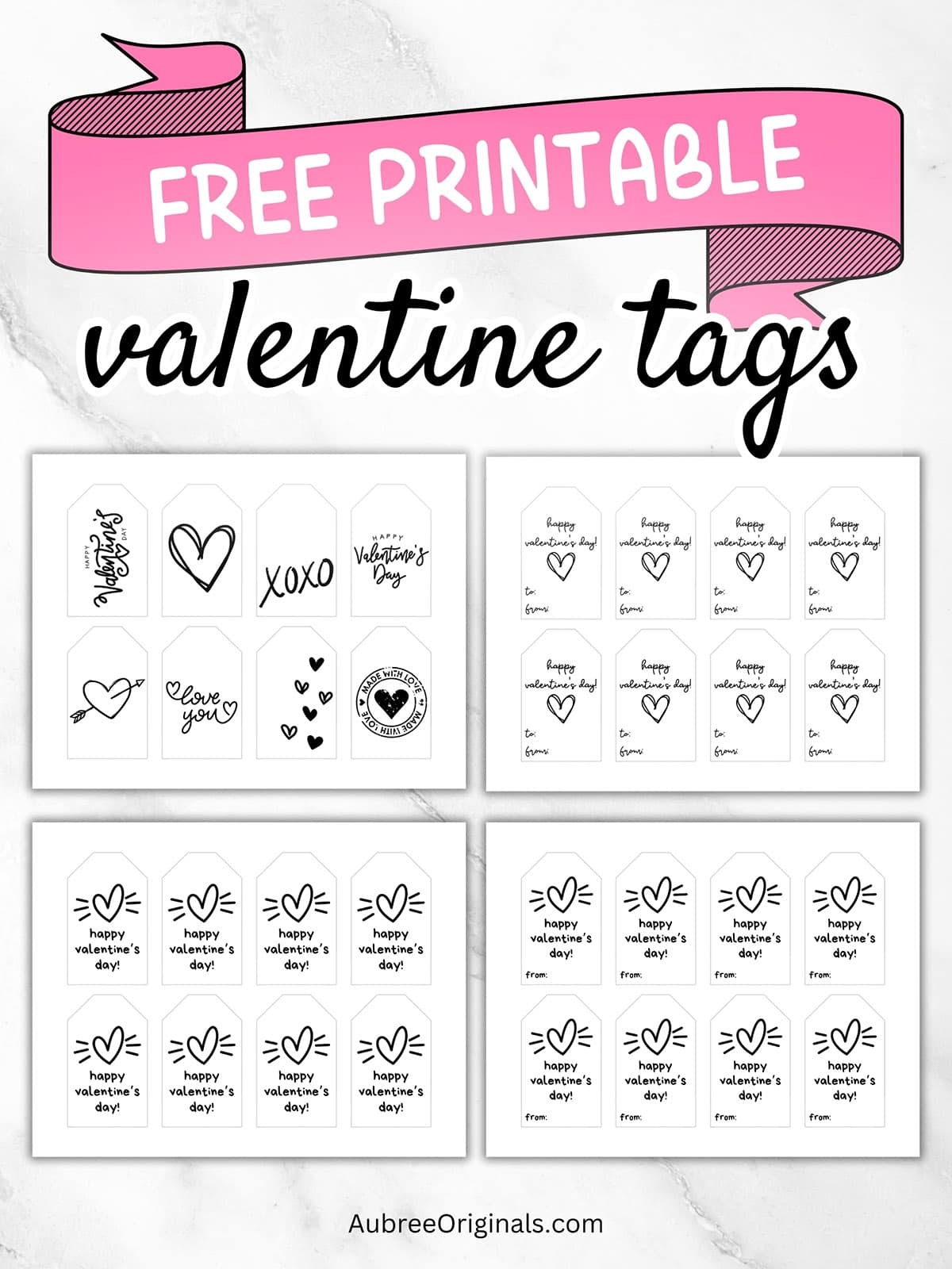 Free Printable Black And White Valentine s Day Tags Aubree Originals