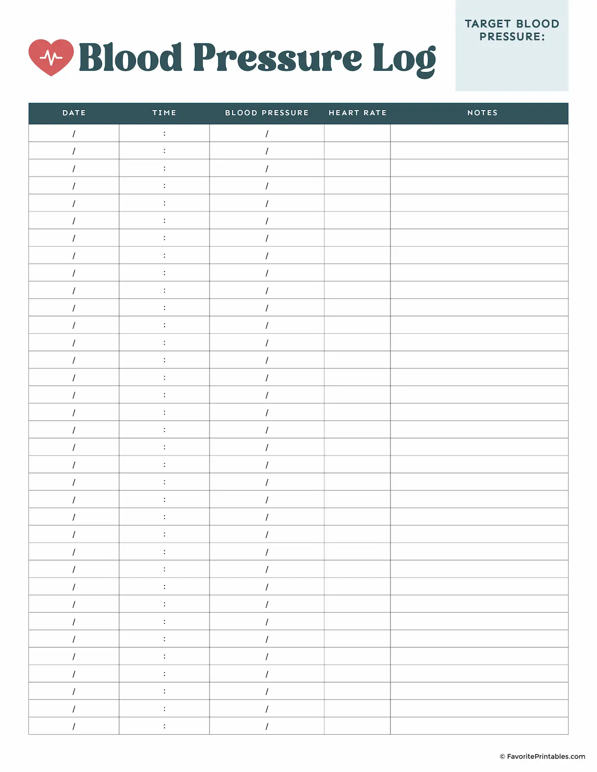 free printable blood pressure log favorite printables
