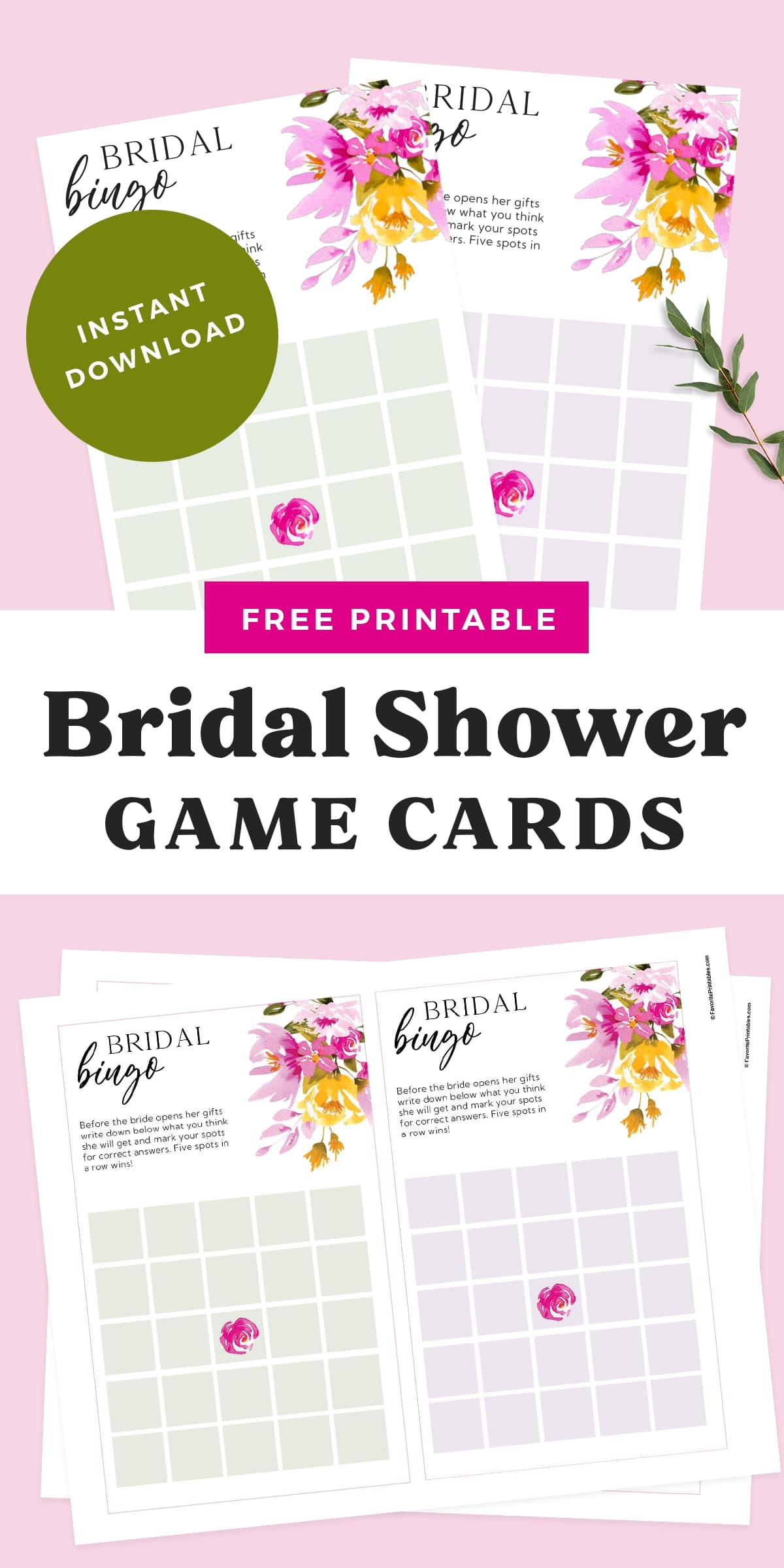 Free Printable Bridal Shower Games Bingo