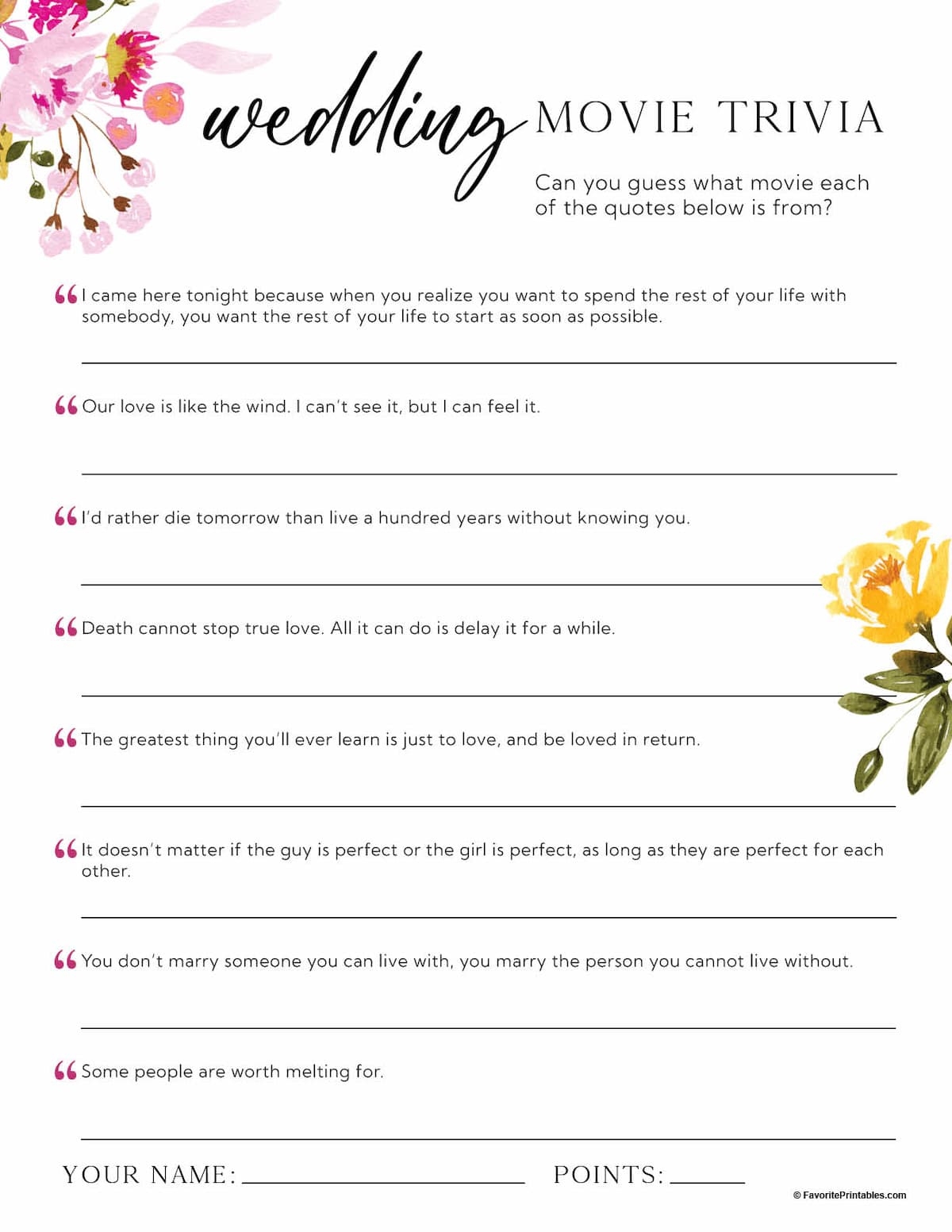 Free Printable Bridal Shower Games Favorite Printables