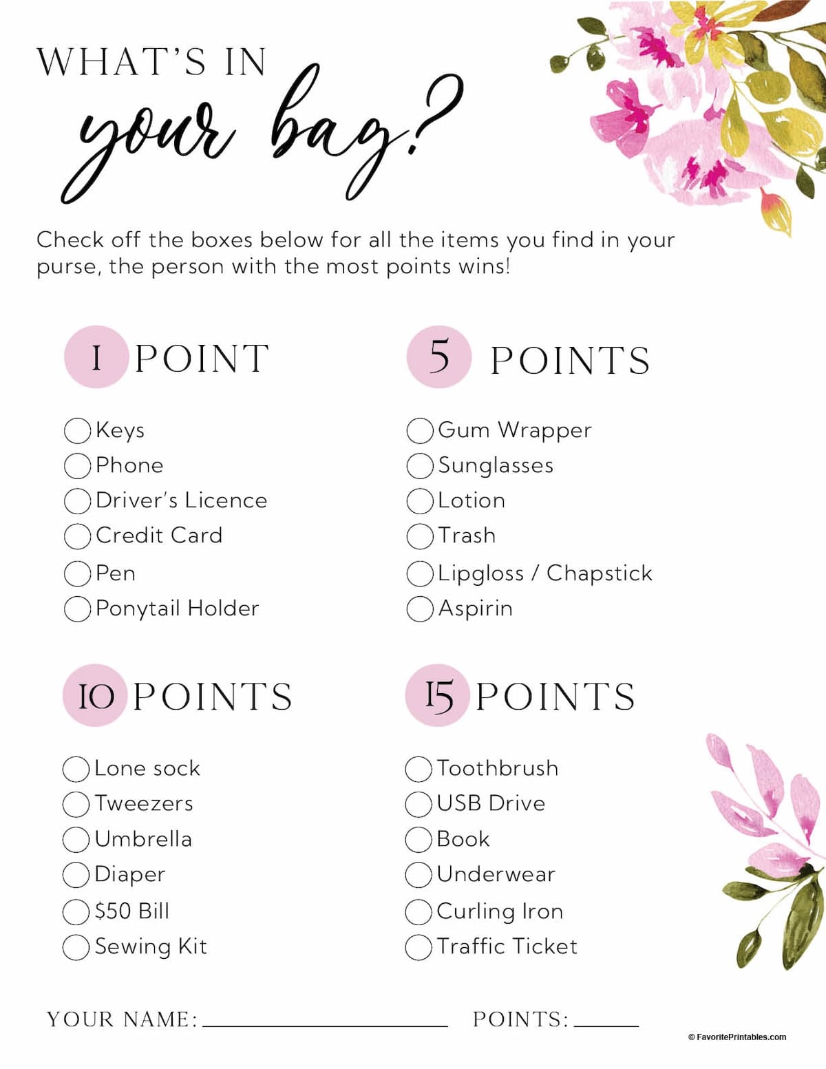 Printable Free Bridal Shower Games