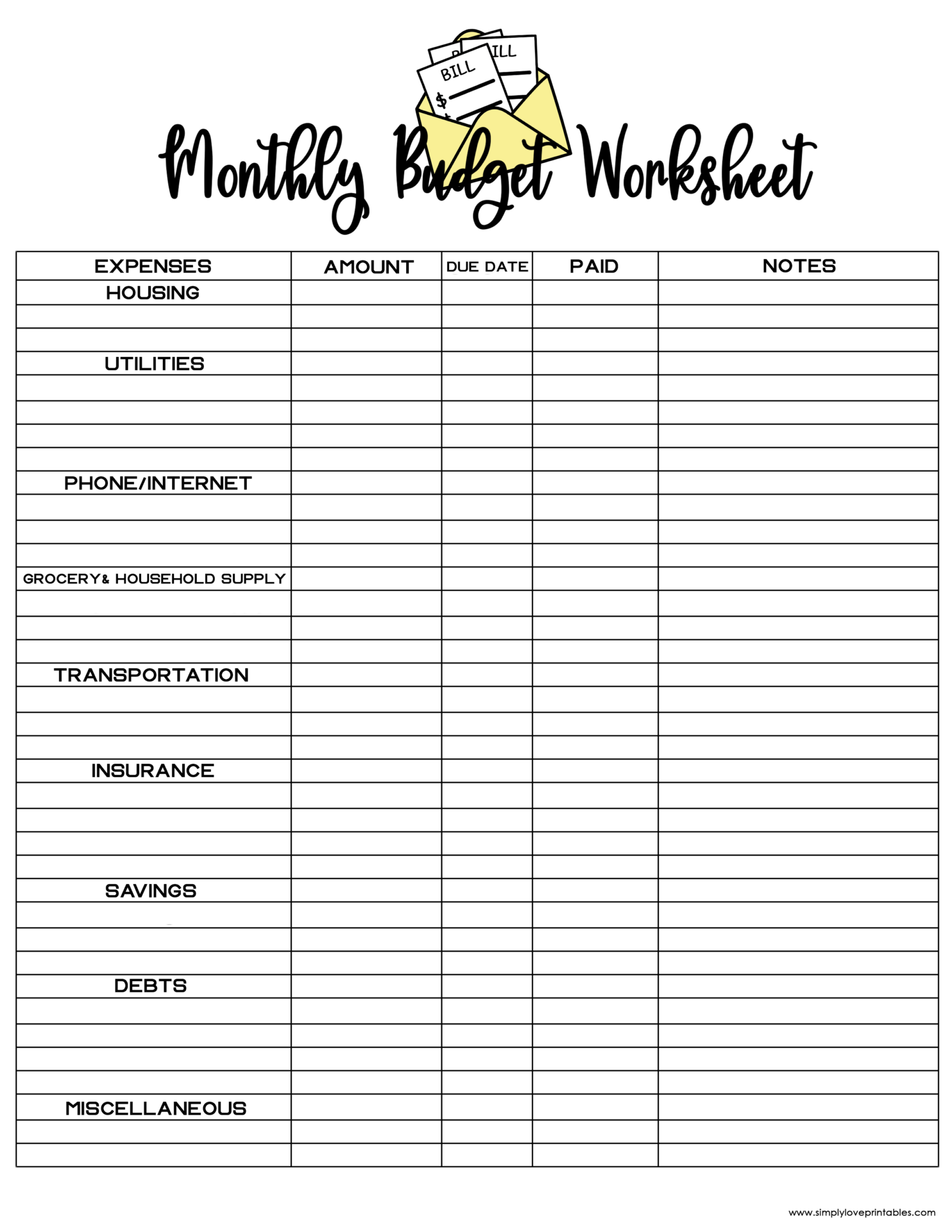 Free Printable Budget Templates Simply Love Printables