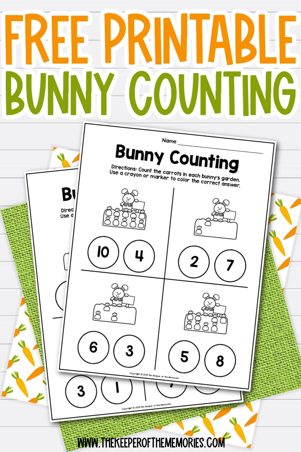 Free Printable Bunny Counting Worksheets The Keeper Of The Memories