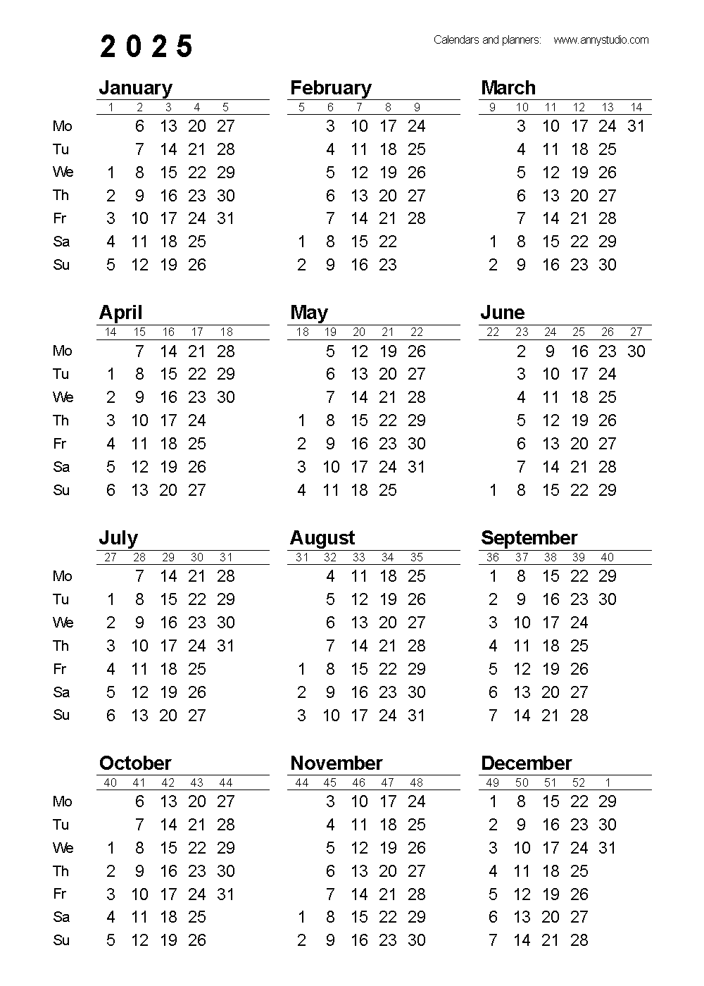 free printable calendars and planners 2025 2026 and 2027