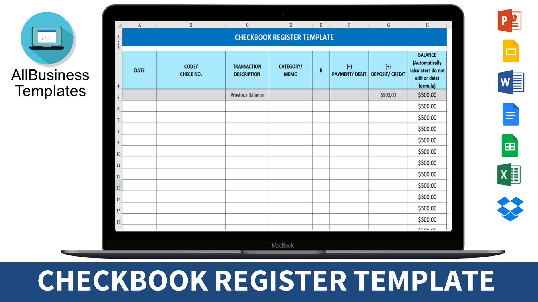 Free Printable Check Register Templates At Allbusinesstemplates