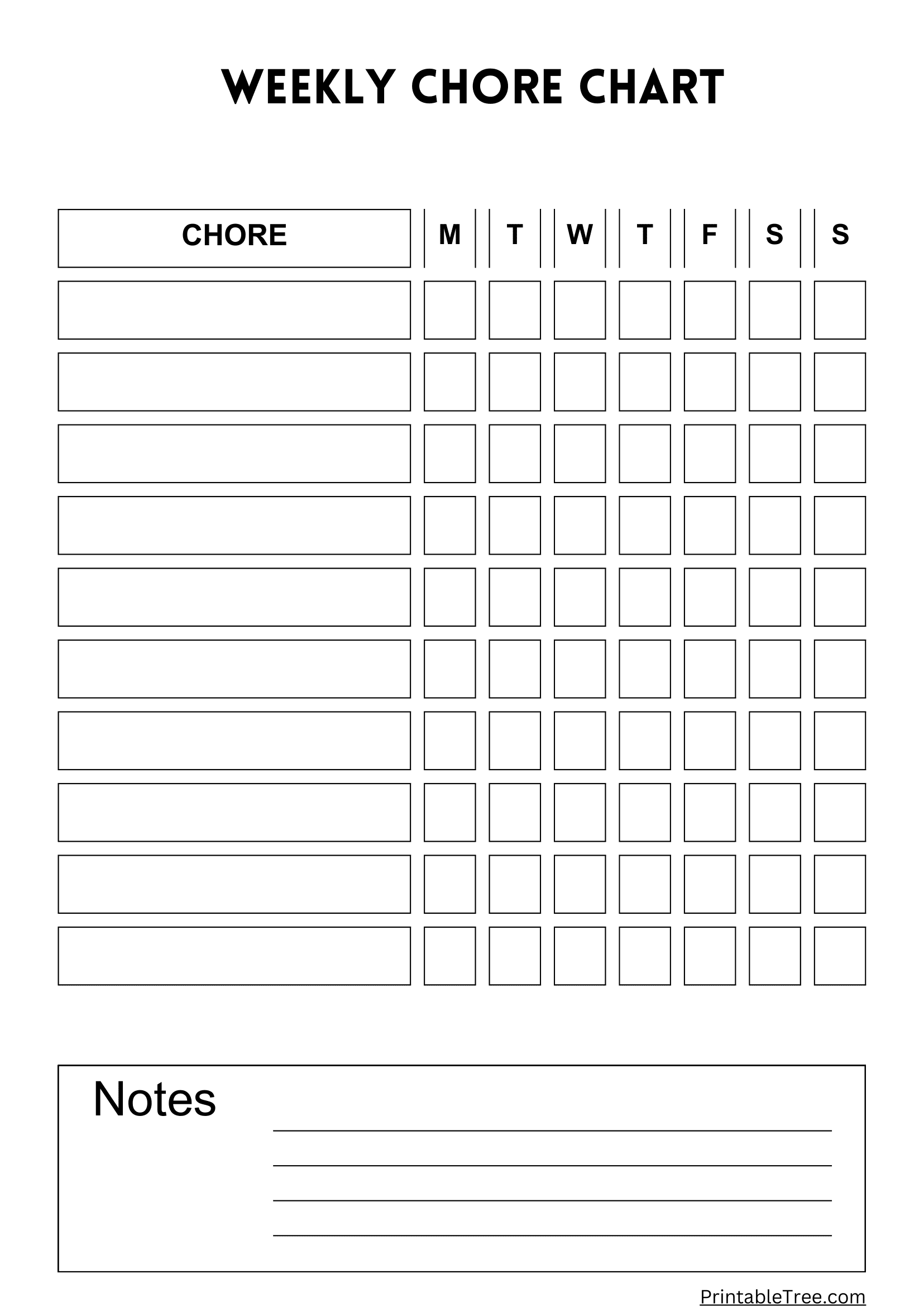 free printable chore chart pdf template for kids