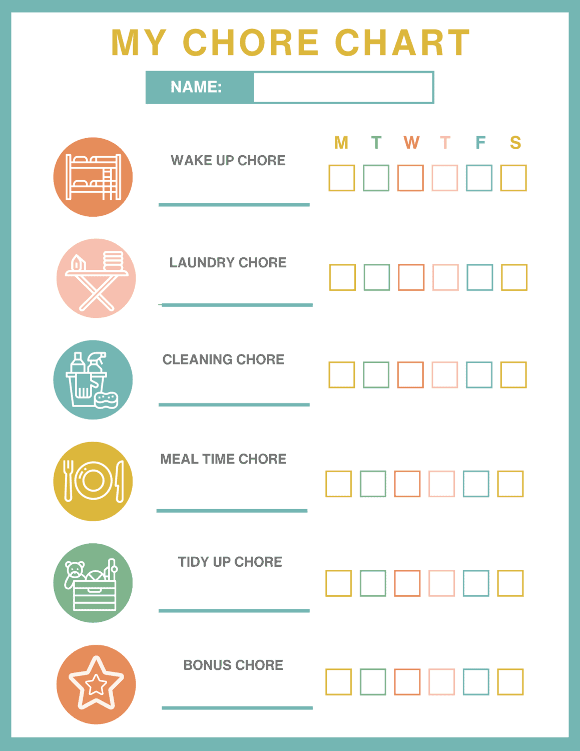 Free Printable Chore Charts For 10 Year Olds
