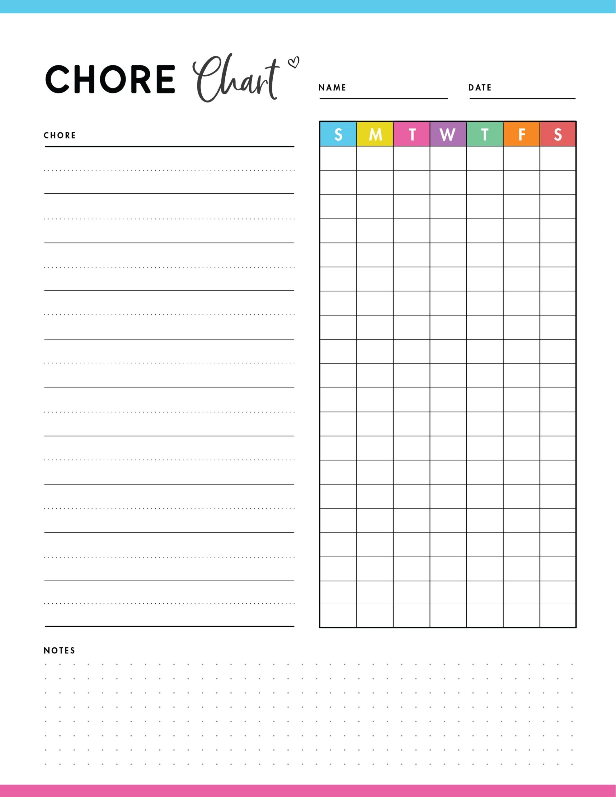 Free Printable Chore Charts With Pictures