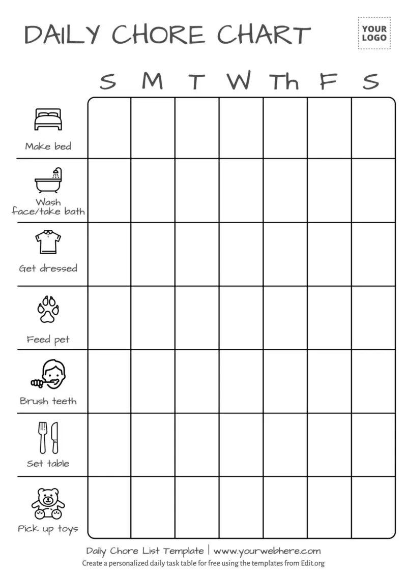free printable chore list templates