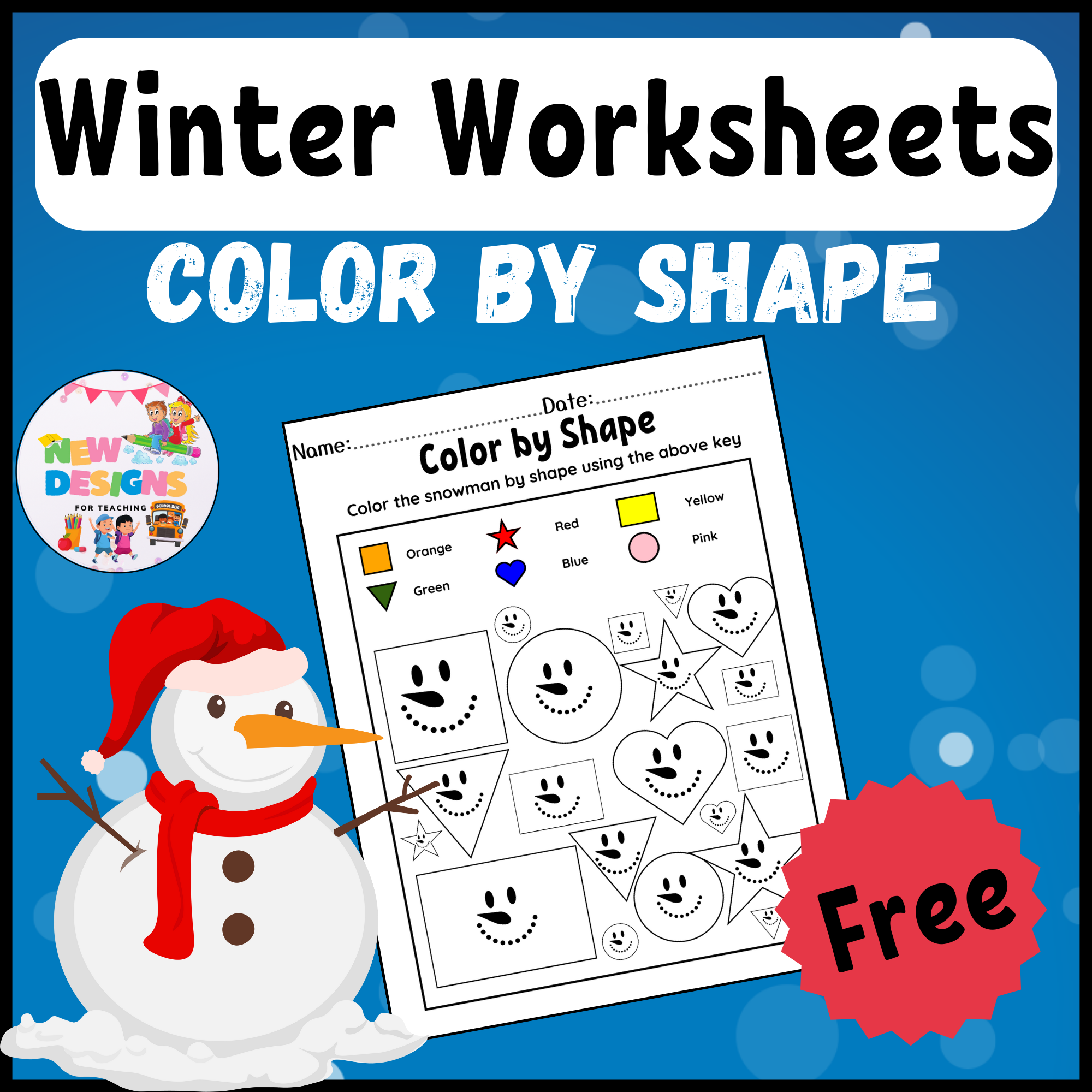 FREE Printable Color By Shape Printable Winter Worksheets Made By Teachers