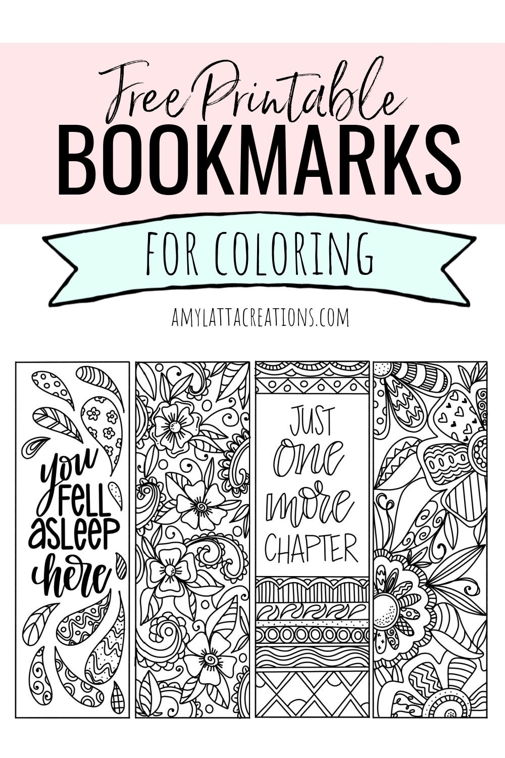 Free Printable Coloring Bookmarks Amy Latta Creations