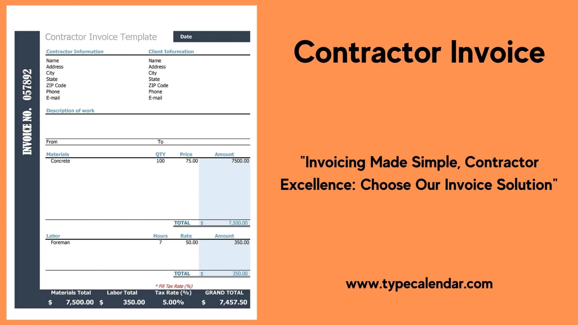 Free Printable Invoices Pdf For Contractors