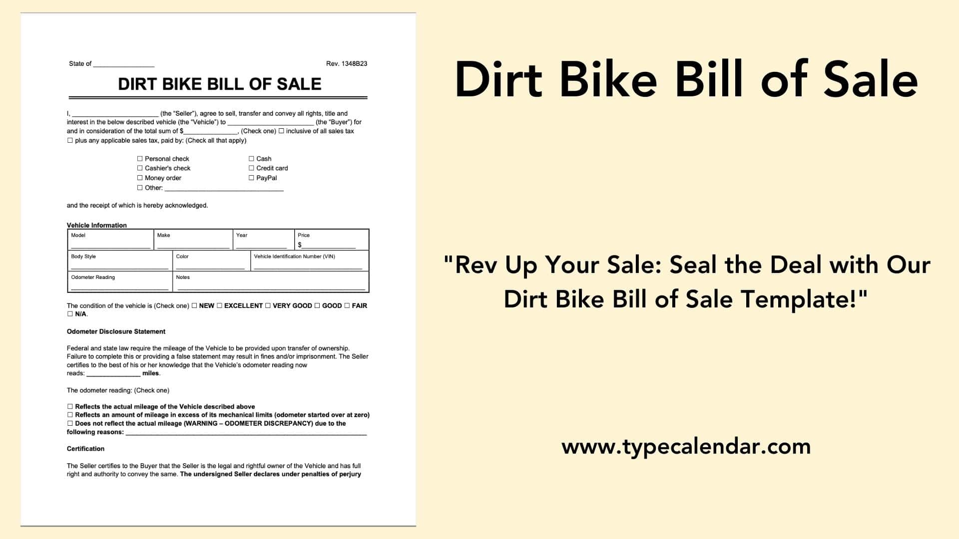 Free Printable Bill Of Sale For Car In Texas