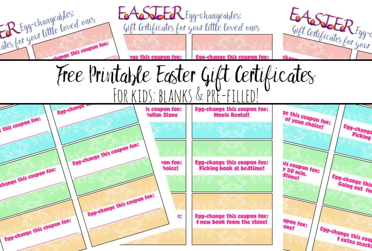 Free Printable Easter Gift Certificates For Kids