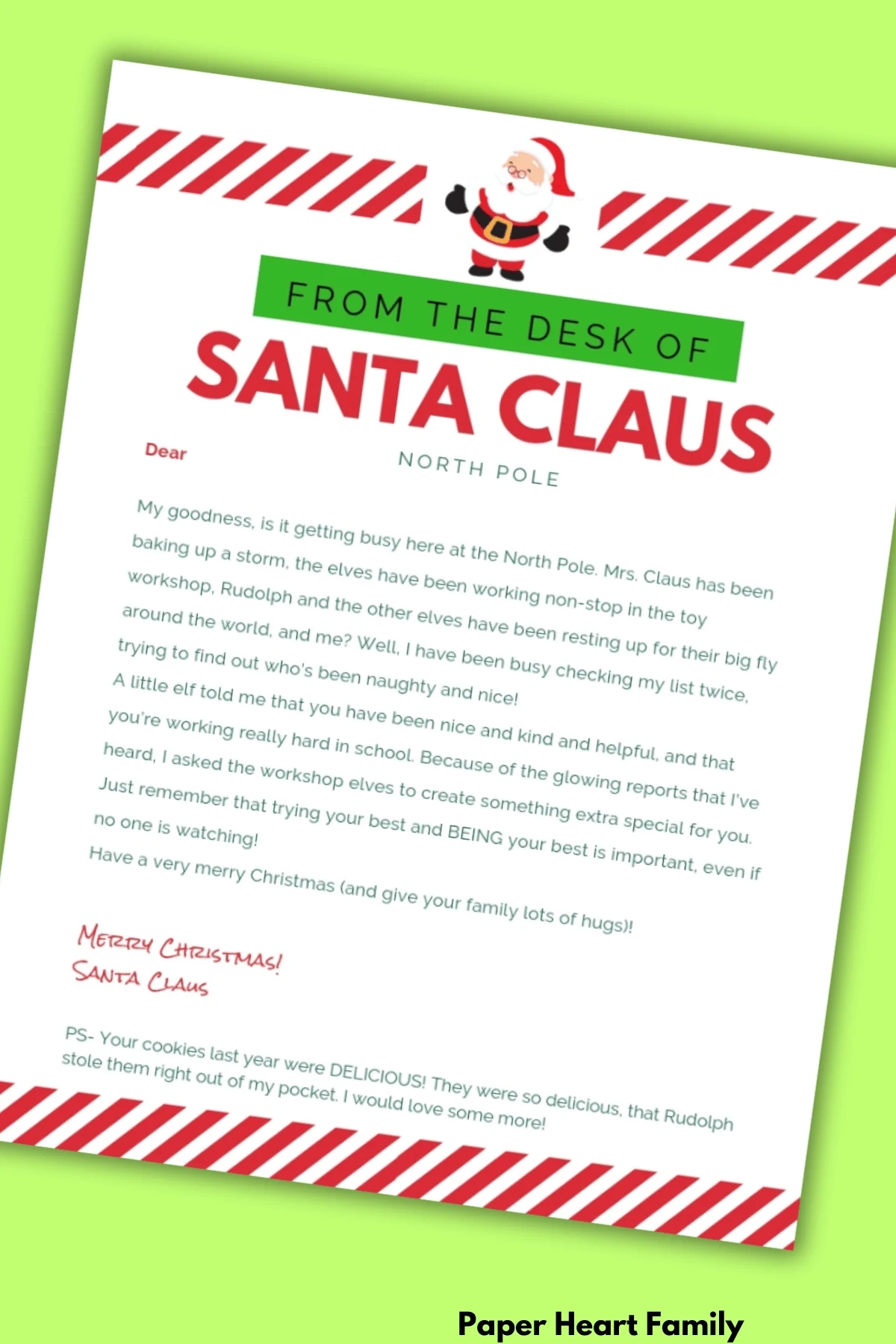 Free Printable Editable Letter From Santa For Kids
