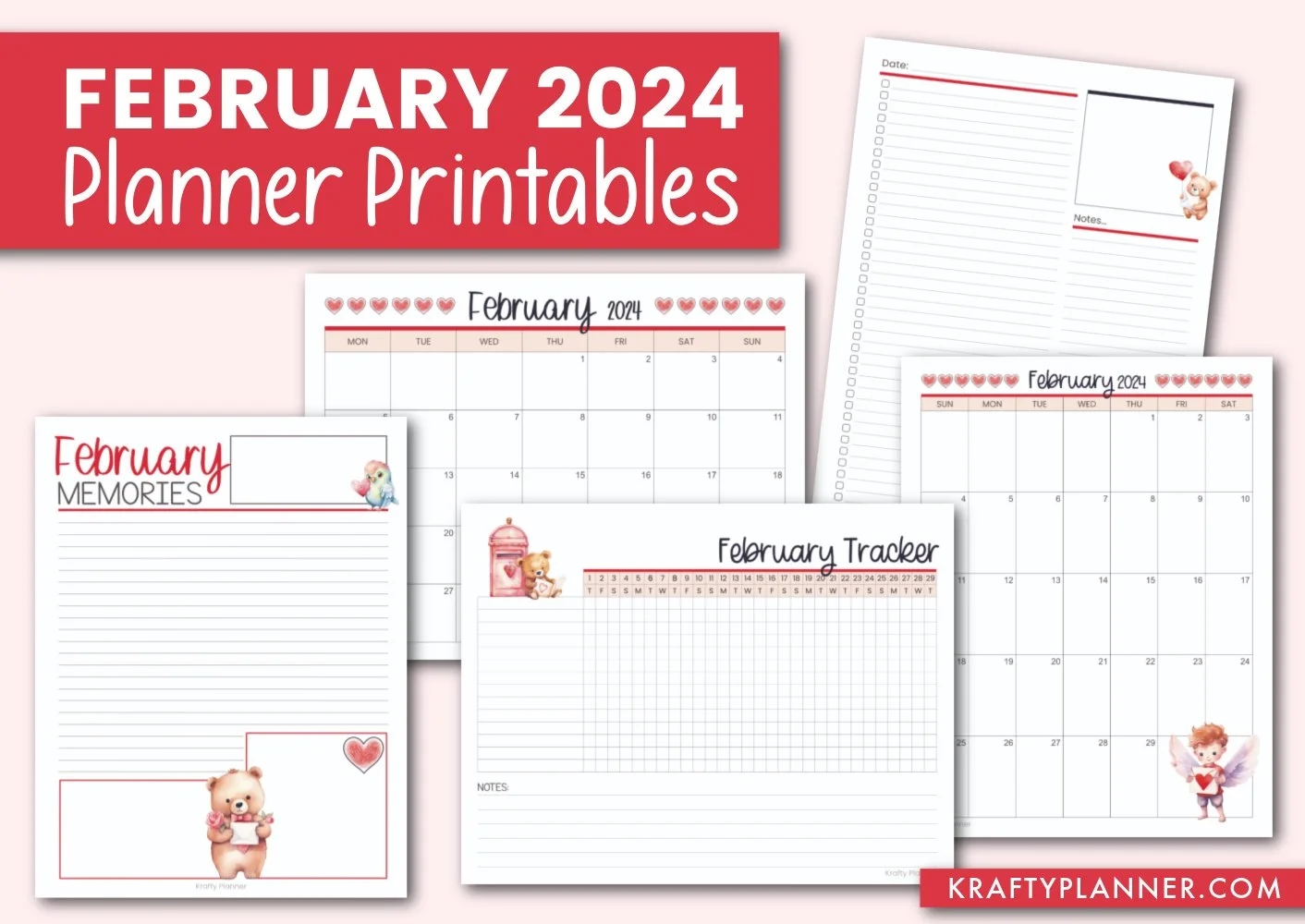 Free Printable February 2024 Planning Pages Krafty Planner
