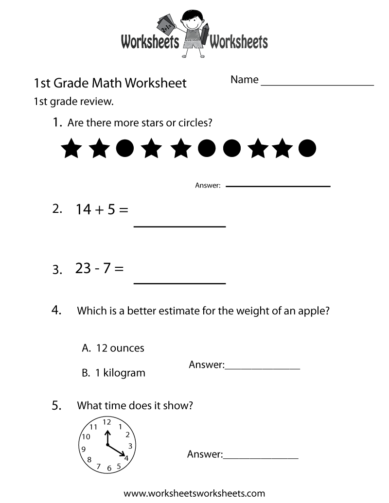Free Printable Math Sheets For 1st Grade
