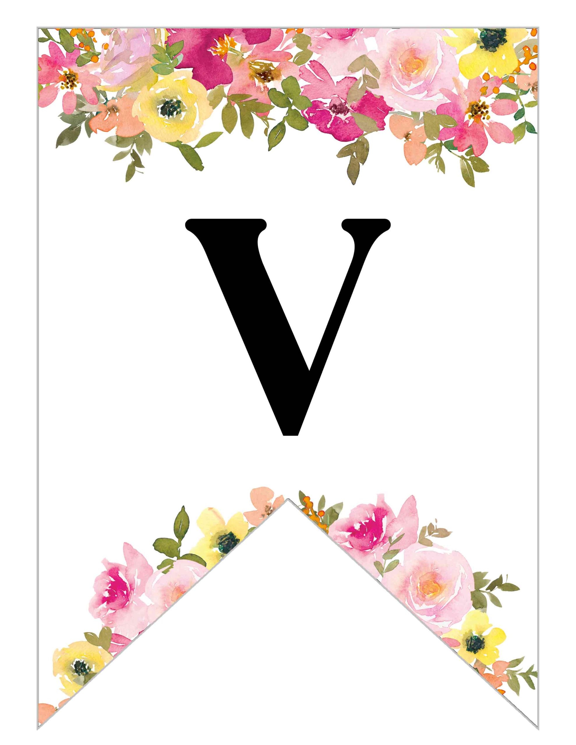 Free Printable Floral Alphabet Banner Letters Lovely Planner