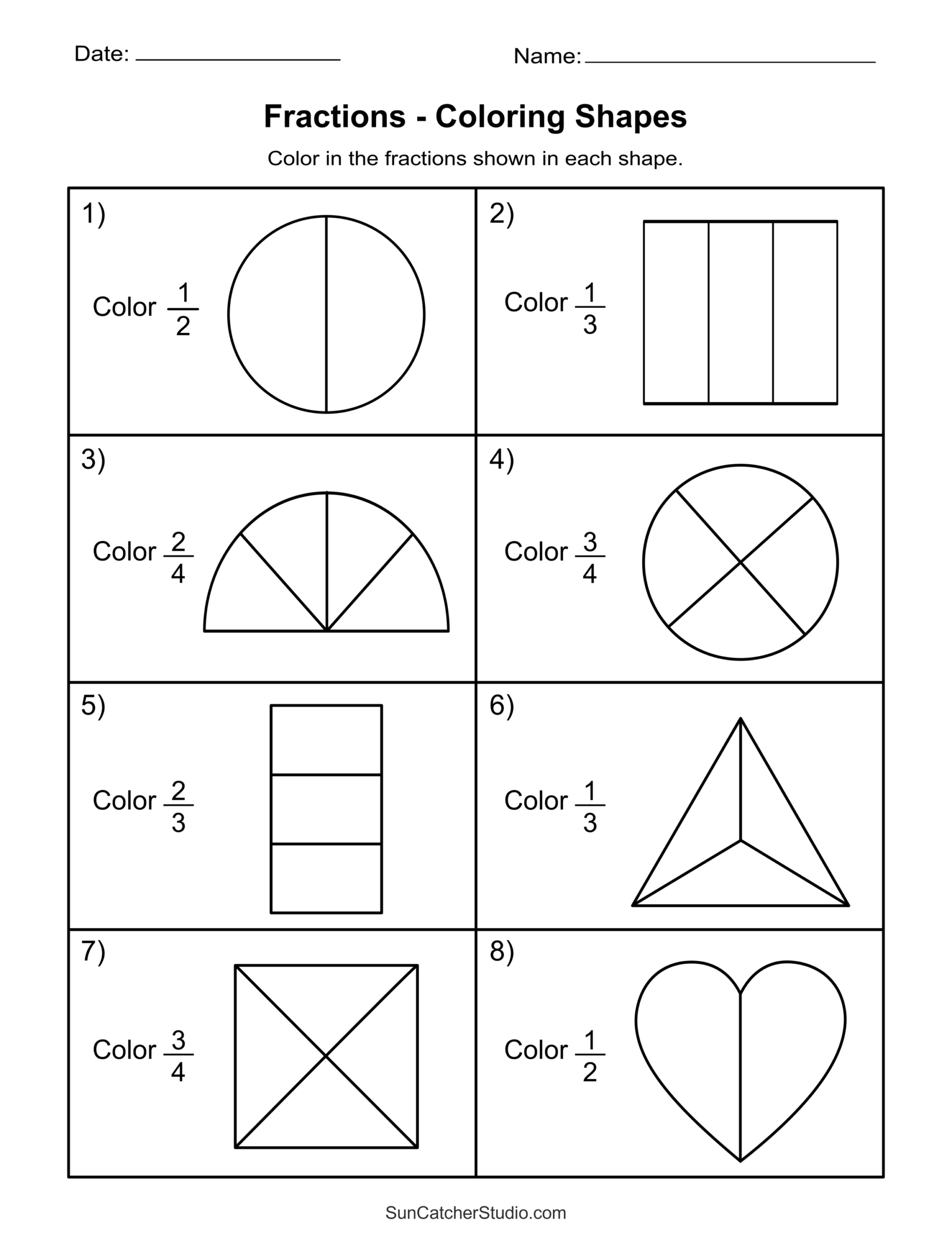 Free Printable Fractions Worksheets Comparing U0026 Identifying 
