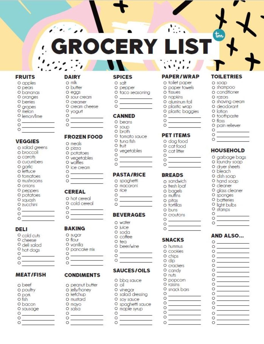 Free Printable Grocery List By Category Download Free Printable Grocery List By Category Png Images Free Worksheets On Clipart Library