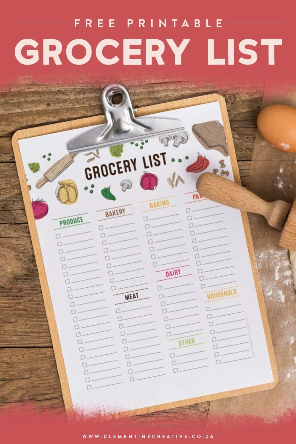 Free Printable Grocery List Template By Category PDF Clementine Creative