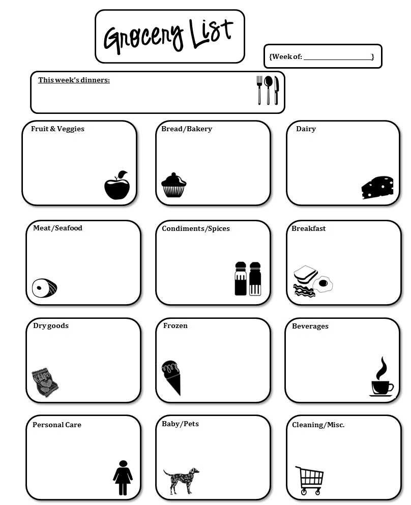 Free Printable Grocery List Template Not Quite Susie Homemaker