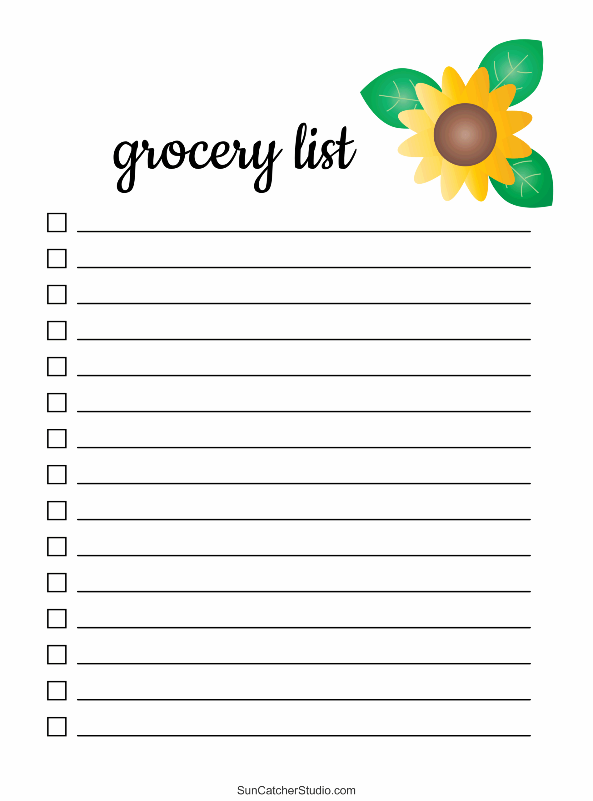 Free Printable Shopping List Template Pdf