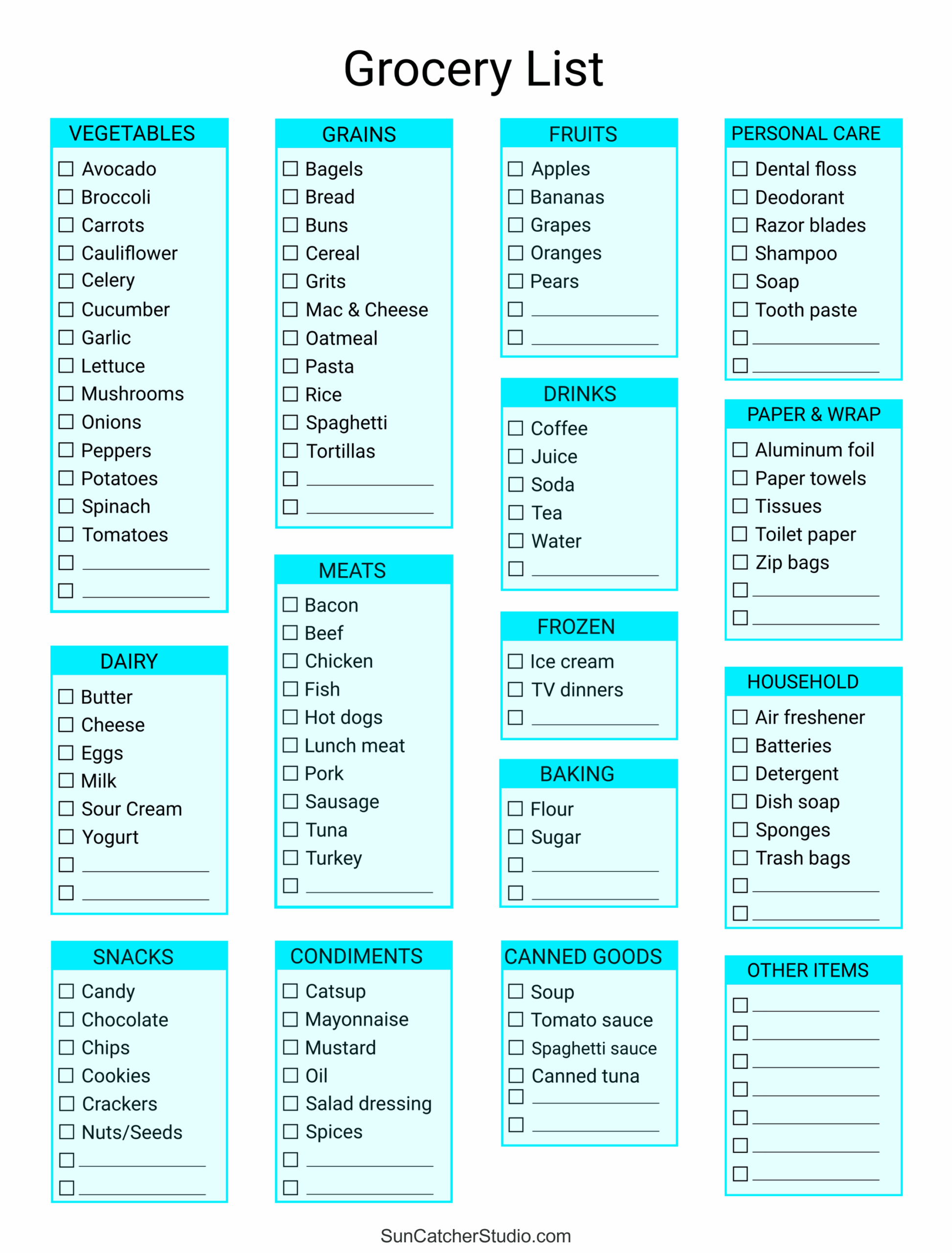 Free Printable Grocery List Templates PDF Shopping Lists Free Printables Monograms Design Tools Patterns U0026 DIY Projects