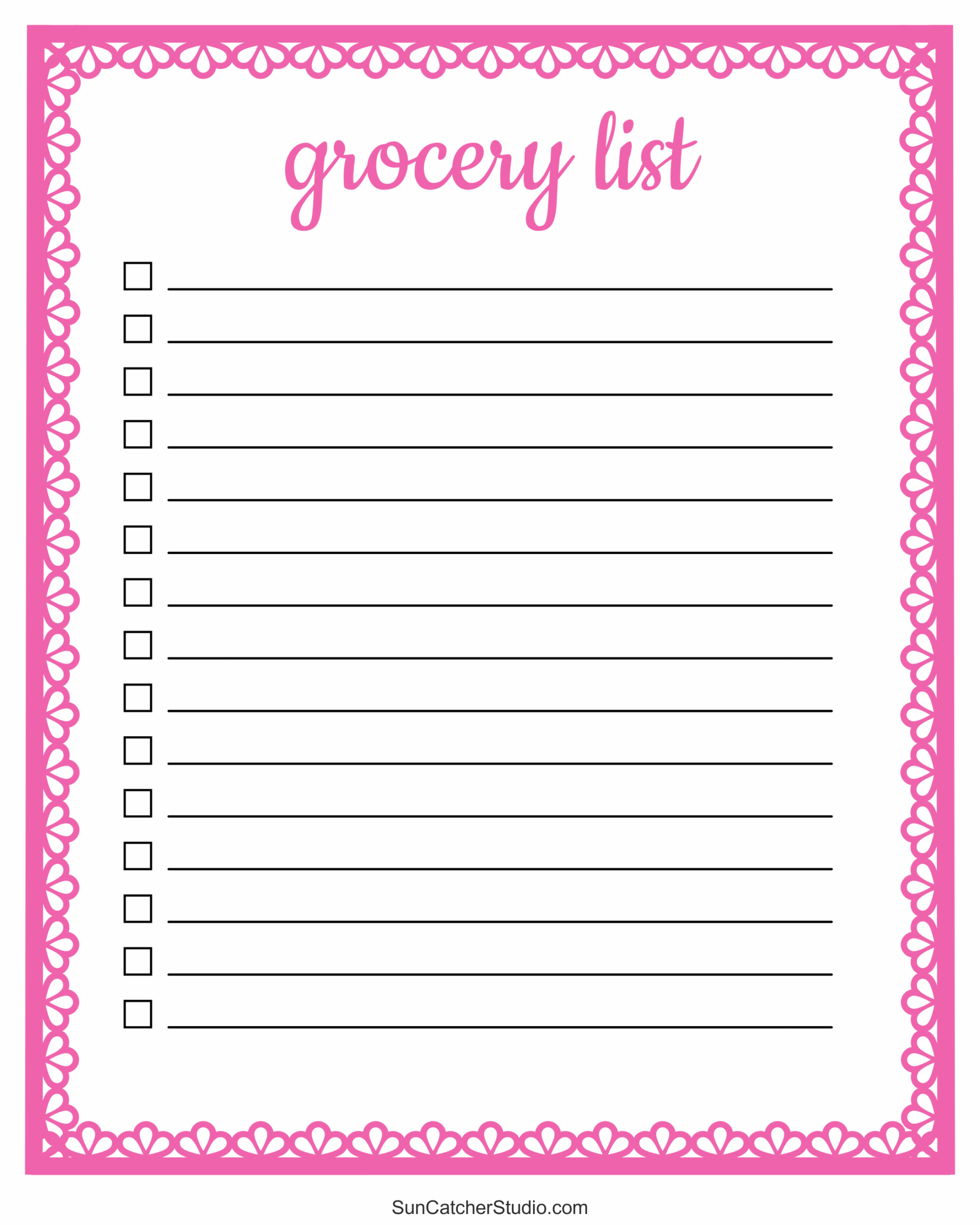 Free Printable Grocery List Template Word