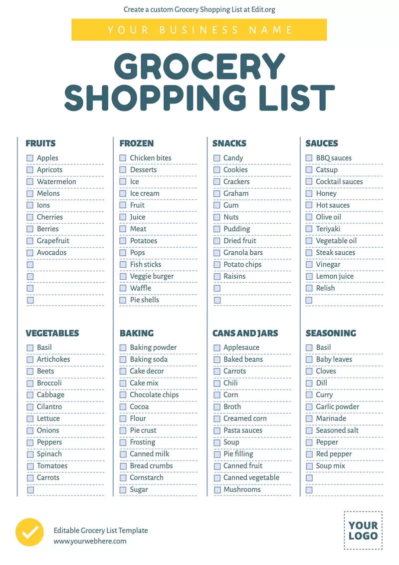 Free Printable Grocery Shopping List Template